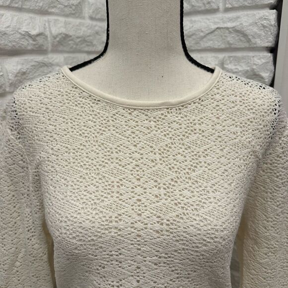 Saturdays NYC Peii Cotton Mesh Long Sleeve Top in Ivory - Picture 6 of 10